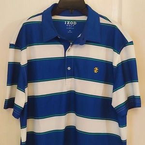 IZOD Short Sleeve Striped Polo Shirt. Size XL.  Blue/White